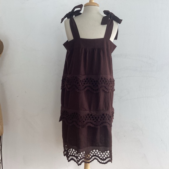 Upcycle Annie Arbitraged Chocolate Brown Tops/ Lace Into Dress. Up to Large - Picture 6 of 10